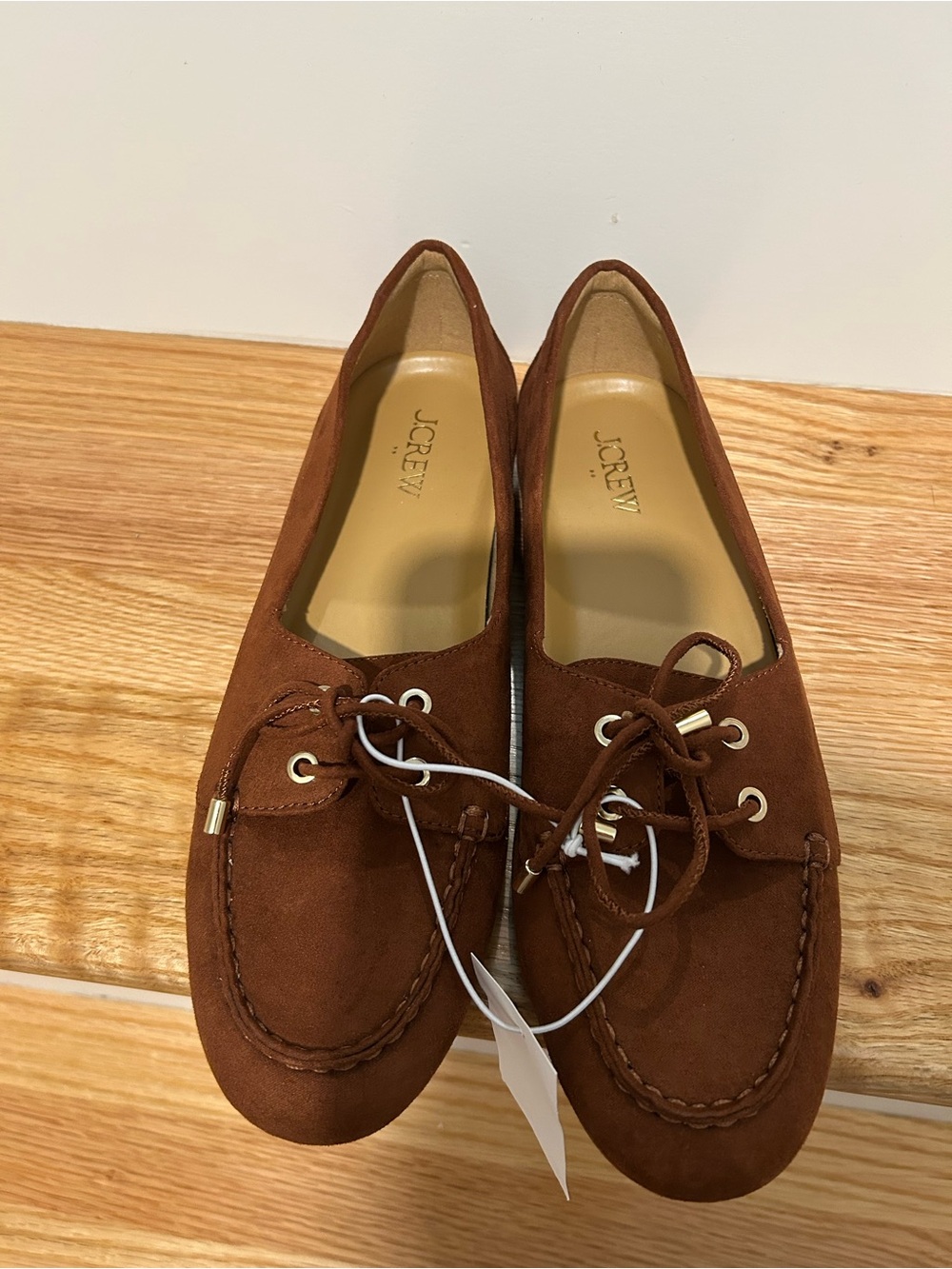 J. Crew Brown Boat Shoes with Bow Lacing - Picture 3 of 4